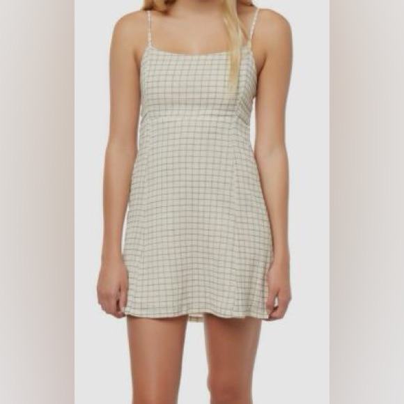 O’neill Monica Checkered Cream & Black Mini Dress Size Xs